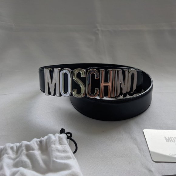 Moschino Couture Jeremy Scott Silver Logo BELT - Picture 4 of 16